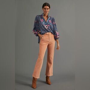 Levi's Math Club Cropped Flare Corduroy Pants ANTHROPOLOGIE Pale Orange Size 29